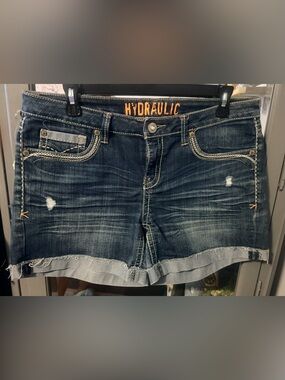 Hydraulic Dark Blue Rolled-Hem Denim Shorts  13/14                   #61